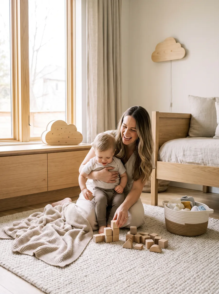 A parent and young child sharing an everyday moment at home.